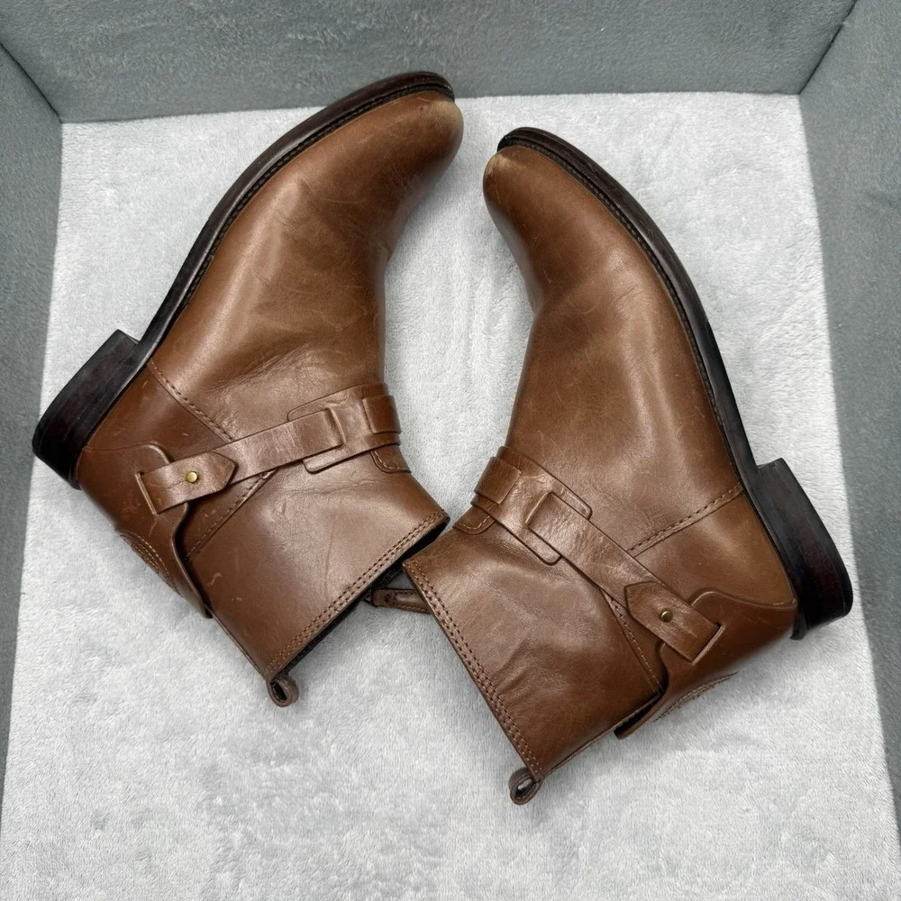 Tory Burch Colton Brown Leather Ankle Moto Boots Booties Women's Size 8M 50903